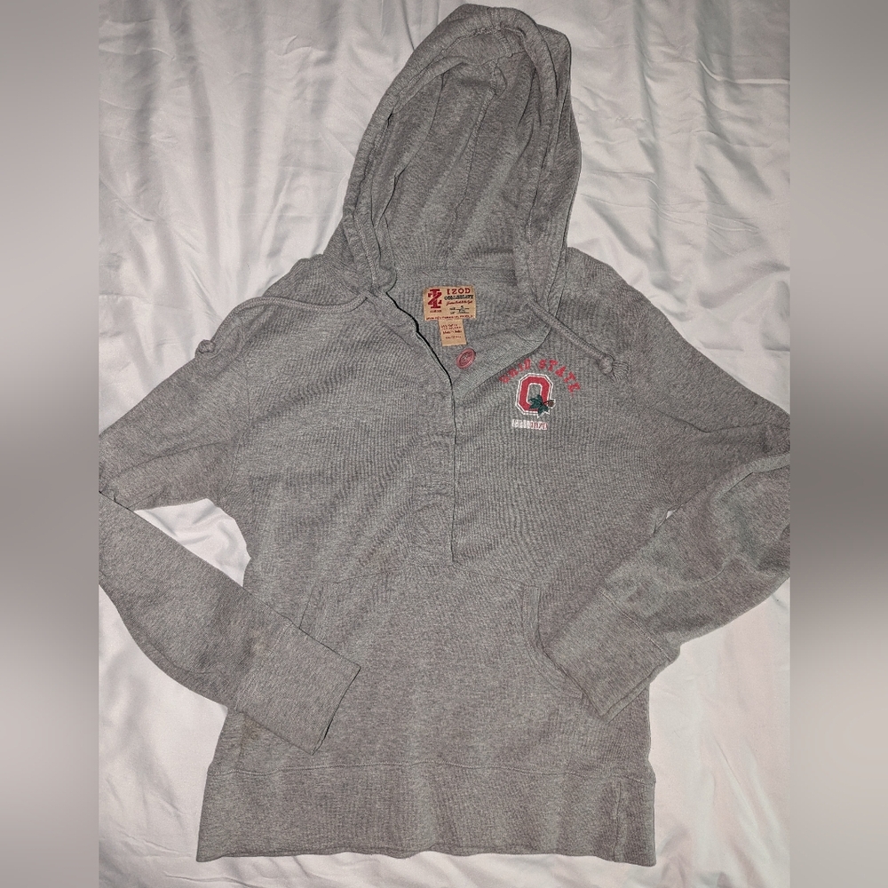 Izod Women's Small Ohio State Buckeyes Gray Long Sleeve Hoodie Sweatshirt